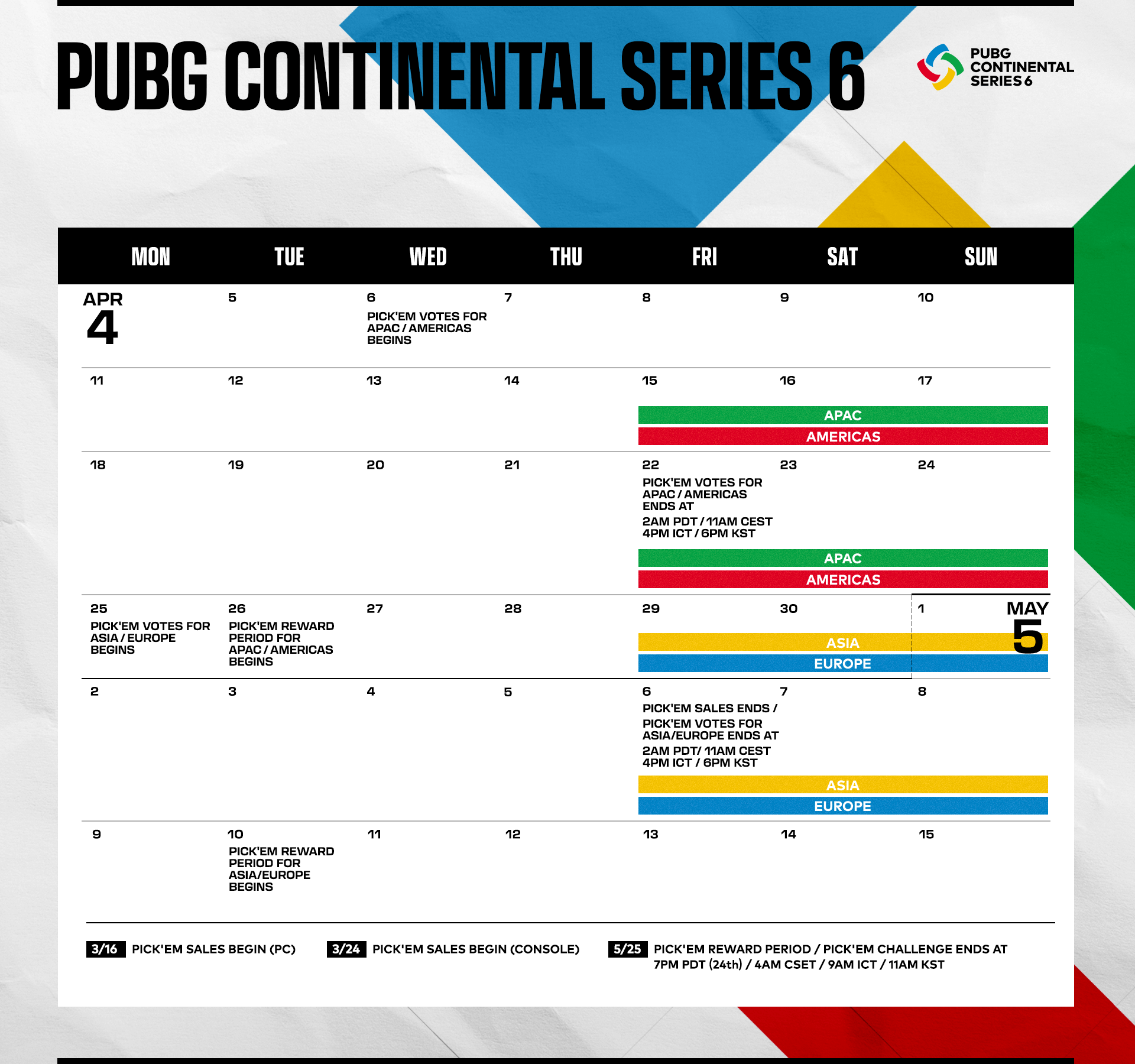 PCS6 Pick em Challenge PUBG BATTLEGROUNDS update for 6 April