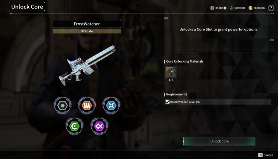 Weapon Core Unlocking THe First Descendant