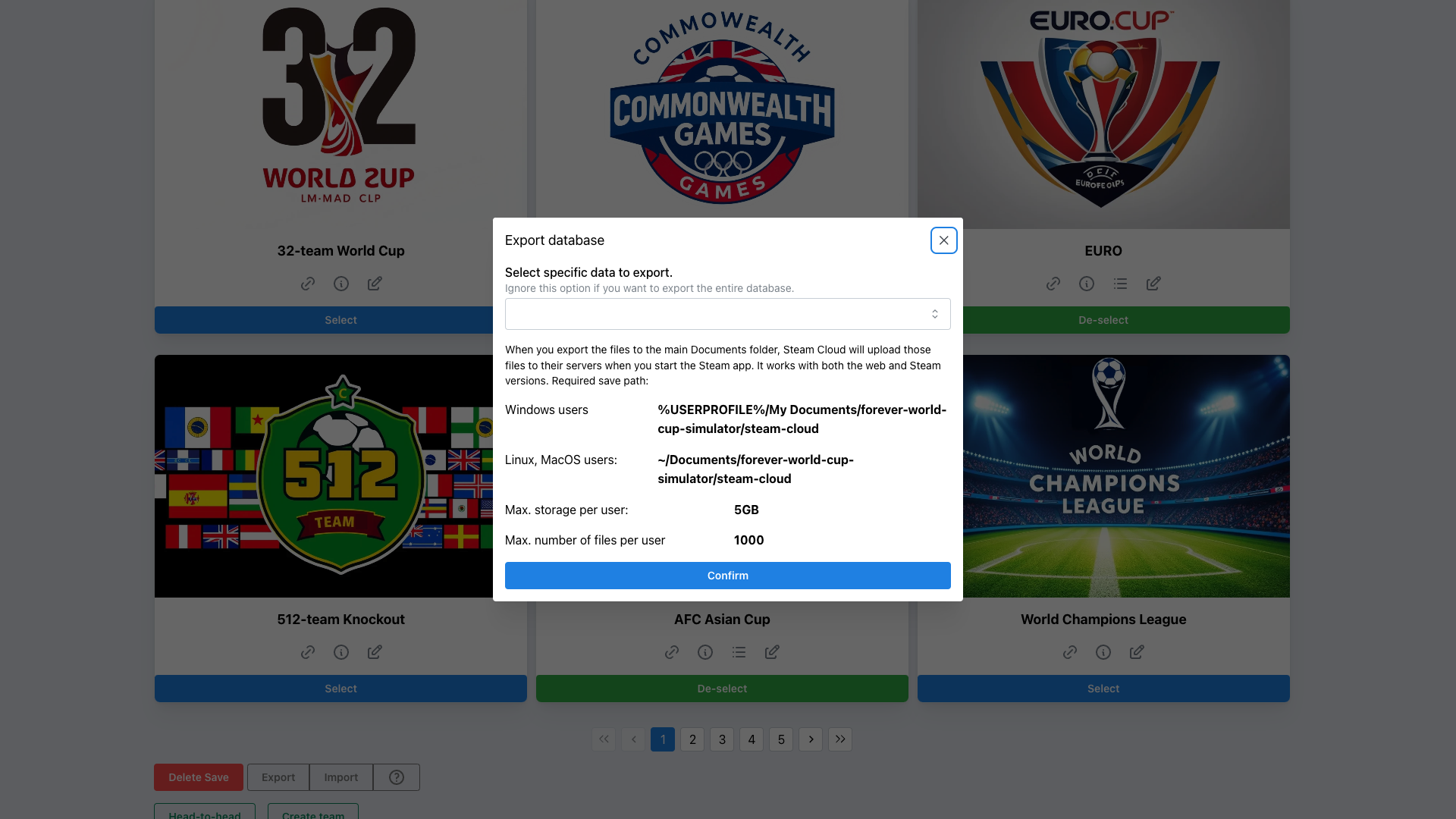 Steam Cloud support · Forever World Cup Simulator update for 26 