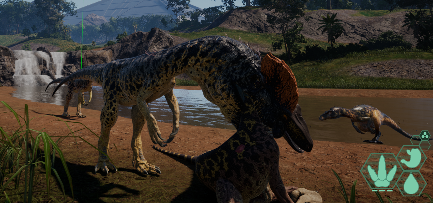 The tiny Compsognathus dinosaur is on the run - 3d render, special shaders  were used to create