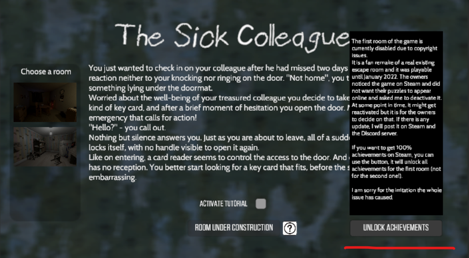 STEAM] 100% Achievement Gameplay: Escape Room - The Sick Colleague [Part 1]  