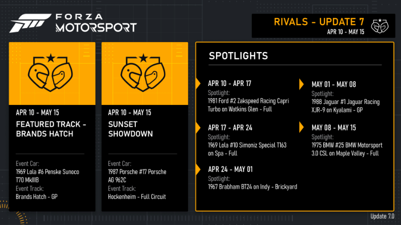 Forza Motorsport - New Featured Rivals in Update 7 - Steam News